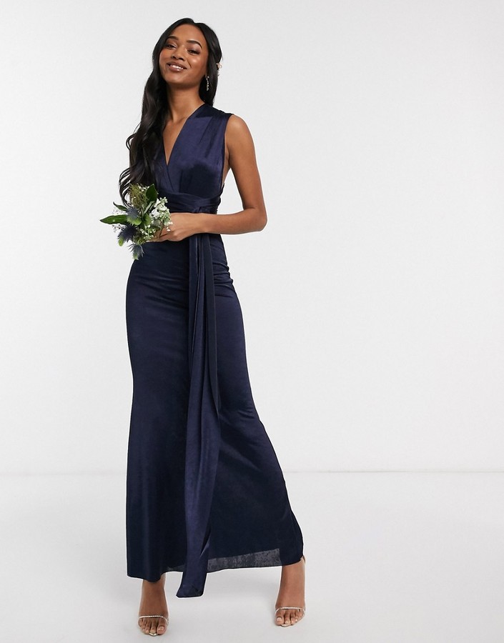 TFNC Bridesmaid multi way maxi dress in navy - ShopStyle