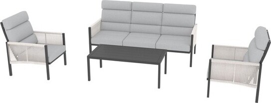 COWLOWN4PieceLightGrayAluminumAllWeatherModernPatioSectionalCouchSetforConversationswithThickCushions