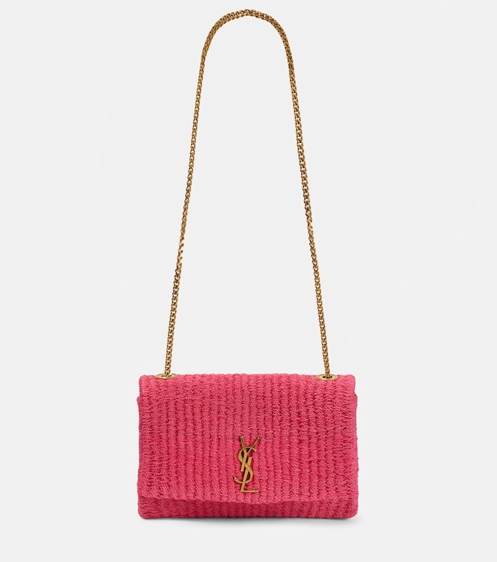 Saint Laurent Kate Medium raffia shoulder bag - ShopStyle