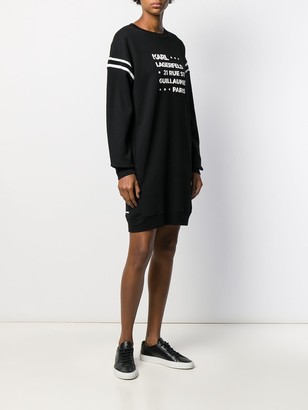 Karl Lagerfeld Paris Stacked Logo Address Print Sweatshirt Dress