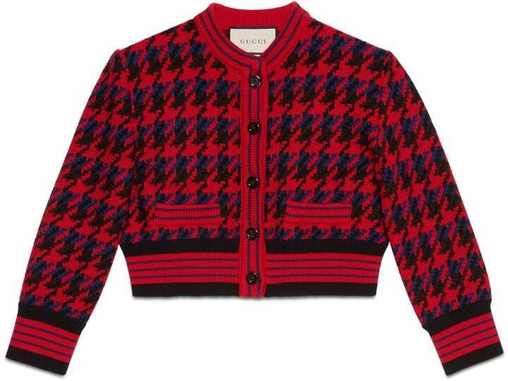 houndstooth cropped cardigan