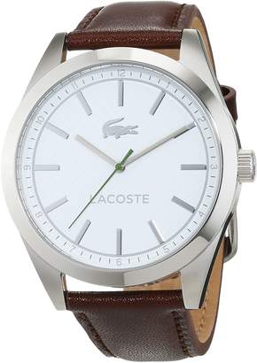 Lacoste Men's 44mm Brown Leather Band Steel Case Quartz White Dial Analog Watch 2010893