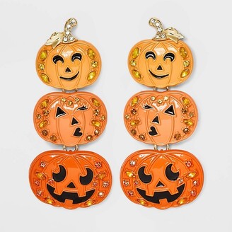 SUGARFIX by BaubleBar "Stacked Jacks" Halloween Statement Earrings - Orange