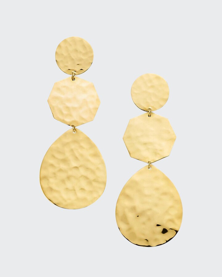 Ippolita Crinkle Snowman Drop Earrings in 18K Gold