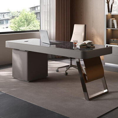 Groove Interior Rectangular Solid + Manufactured Wood with 6 drawers desk
