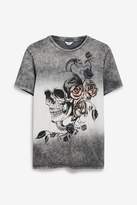 Thumbnail for your product : Next Mens Grey Dip Dye Skull Graphic T-Shirt - Grey