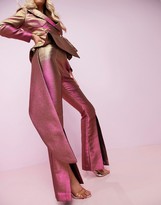 Thumbnail for your product : Asos Luxe ASOS DESIGN Luxe two tone split front flare trousers