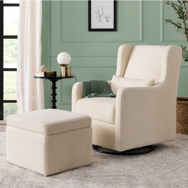 Carter's by DaVinci Carter'sbydaVinciAdrianSwivelGliderwithStorageOttoman-IvoryBoucle