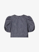 Thumbnail for your product : Carolina Herrera Puffed-sleeved stretch-denim top