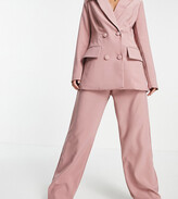 Thumbnail for your product : 4th & Reckless Petite 4th + Reckless Petite wide leg suit trousers in mink