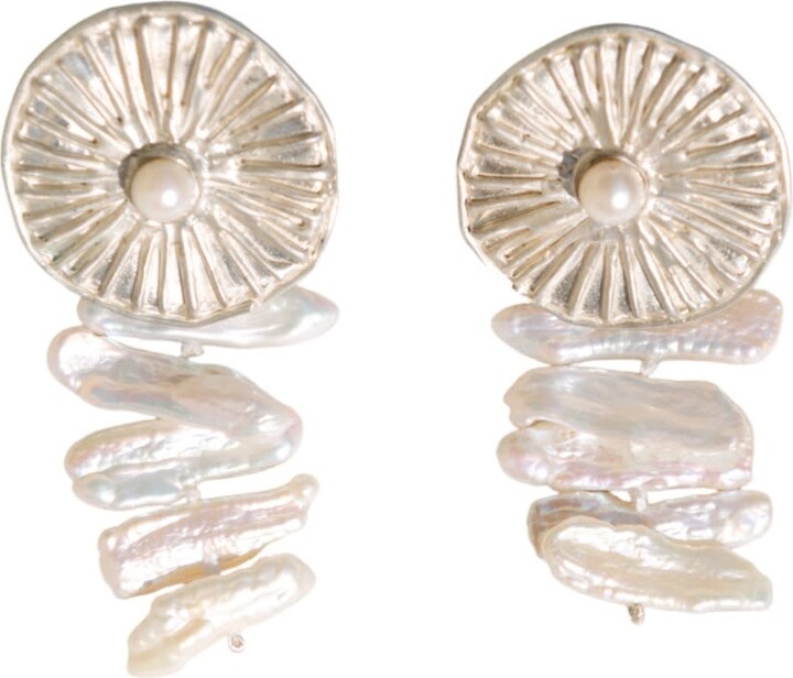 Raxada Silver Pearl Rain Earrings