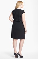 Thumbnail for your product : Calvin Klein Cap Sleeve Colorblock Dress (Plus Size)