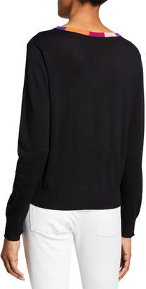 Splendid x Margherita Cashmere-Blend Sweater with Colorful Neckline