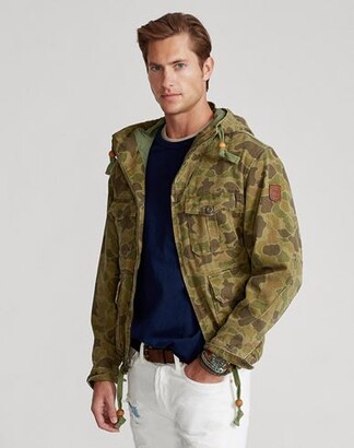 Polo Ralph Lauren Camo Twill Hooded Jacket S Man Military green Jacket  Cotton - ShopStyle