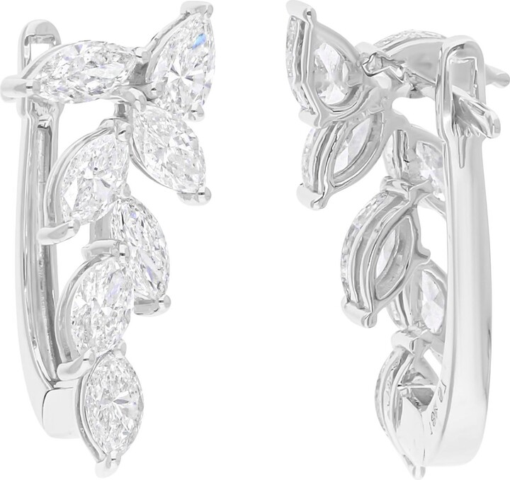 Spectrum Jewels 2.01 Carat Si/h Pear Marquise Brilliant Cut Diamond Earrings 14 Karat White Gold