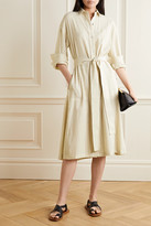 Thumbnail for your product : Vince Belted Cotton-blend Shirt Dress - Off-white