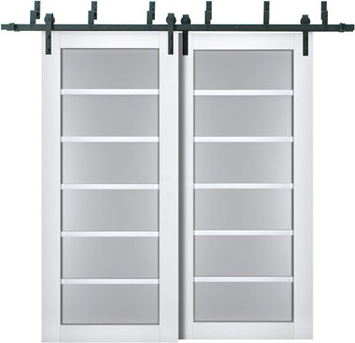 SARTODOORS Veregio Frosted Glass Paneled Wood Sliding Closet Doors