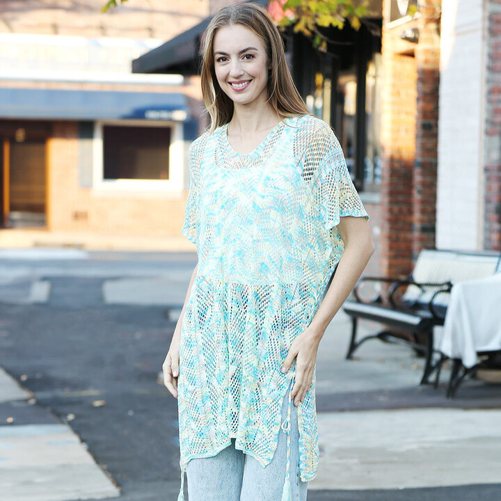 TRUEDAMES Multicolored Tassel Slip Crochet Cover-Up Dress