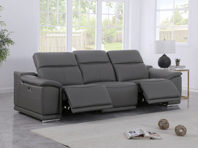 Global United Divanitalia Top Grain Italian Leather Power Reclining Sofa With Dual Recliners