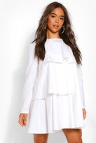 Thumbnail for your product : boohoo Cotton Long Sleeve Tiered Swing Dress