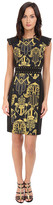 Thumbnail for your product : Versace Black and Gold Patterened Dress w/ Studded Sleeve Detail