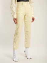 Thumbnail for your product : Marine Serre High-rise Moire Cropped Trousers - Yellow