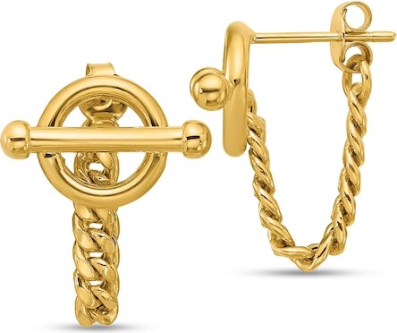 Zales Toggle Chain Front/Back Earrings in Solid 14K Gold