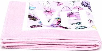 Versace Children Butterfly-Print Logo Towel
