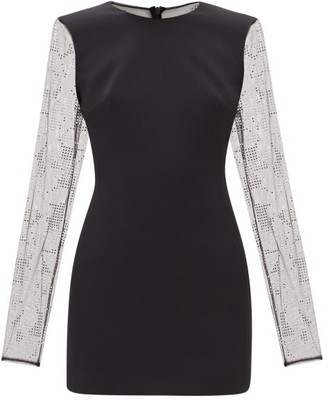 David Koma Crystal-embellished Crepe And Tulle Mini Dress - Black Silver