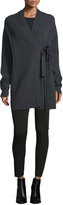 Thumbnail for your product : Helmut Lang Ribbed Tie-Front Cardigan, Charcoal