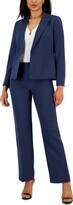 Thumbnail for your product : Le Suit Herringbone Single Button Blazer & Straight Leg, Mid-Rise Pantsuit, Regular and Petite Sizes