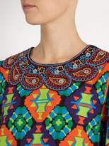 Thumbnail for your product : Andrew Gn Geometric-print Silk-blend Crepe Blouse - Womens - Green Multi