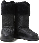 Thumbnail for your product : Love Moschino Faux fur-paneled logo-embellished quilted shell snow boots