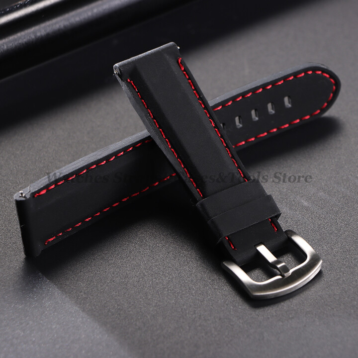 qinband Soft Rubber Watch Strap for Huawei Watch Quick Release for Seiko for Rolex Silicone Men Sport Waterproof Bracelet 18/20/22/24mm