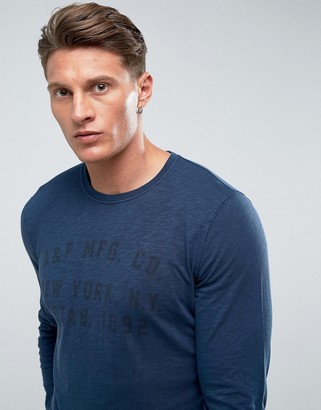 Abercrombie & Fitch Long Sleeve Top Slim Fit Logo In Navy