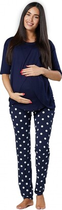 HAPPY MAMA Womens Maternity Nursing Pyjama Loungewear Set Front Zips 1239