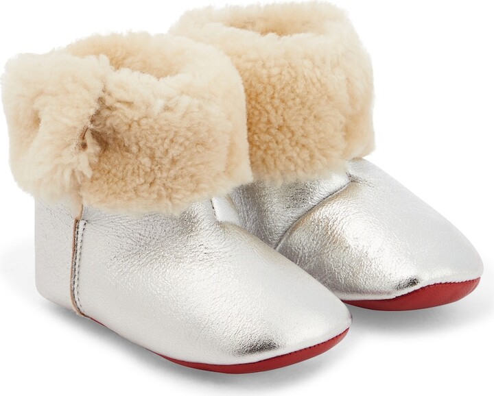 Christian Louboutin Kids Baby shearling and nappa ankle boots