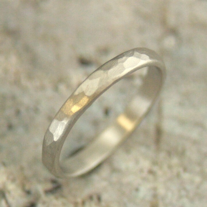 Etsy Platinum Perfect Hammered Band 2.5mm Wide Half Round Solid Ring Women's Men's Rustic Woodland