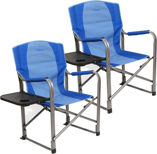 Kamp-Rite Kamp-RiteDirectorPortableLoungeArmChairOutdoorFurnitureFoldingSportsChairwithSideTableandCupHolder,Blue(2Pack)