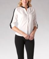 Thumbnail for your product : Long-Sleeve Rolltab Contrast Blouse