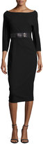 Thumbnail for your product : Donna Karan 3/4-Sleeve Belted Dress, Black