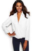 Thumbnail for your product : INC International Concepts Point-Collar Surplice Blouse