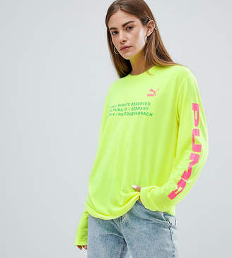 Puma Exclusive To ASOS Long Sleeve T-Shirt With Techno Logo In Neon Yellow