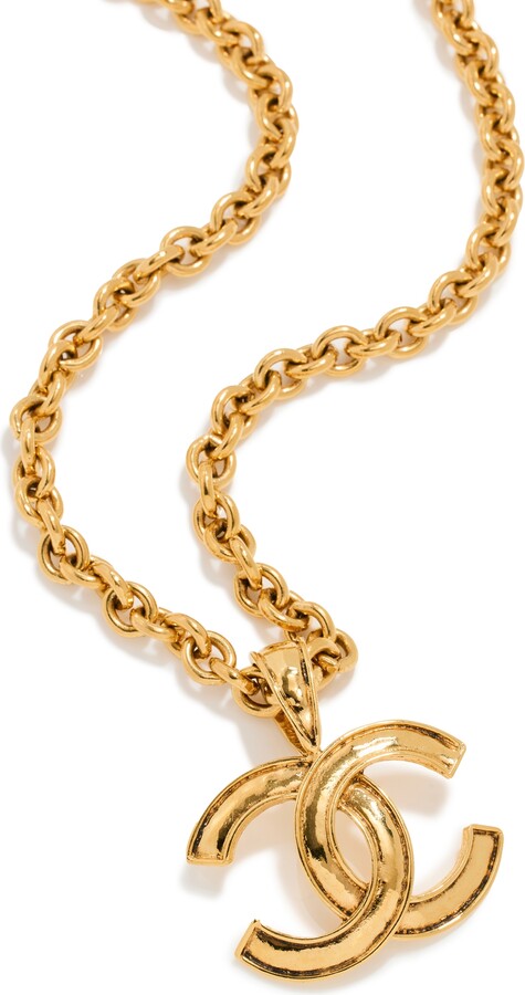 What Goes Around Comes Around Chanel Gold Border CC Necklace Medium