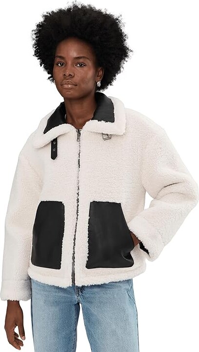 Levi's Reversible Sherpa Faux Leather Shorty Women's Jacket Black/Cream : SM Polyester