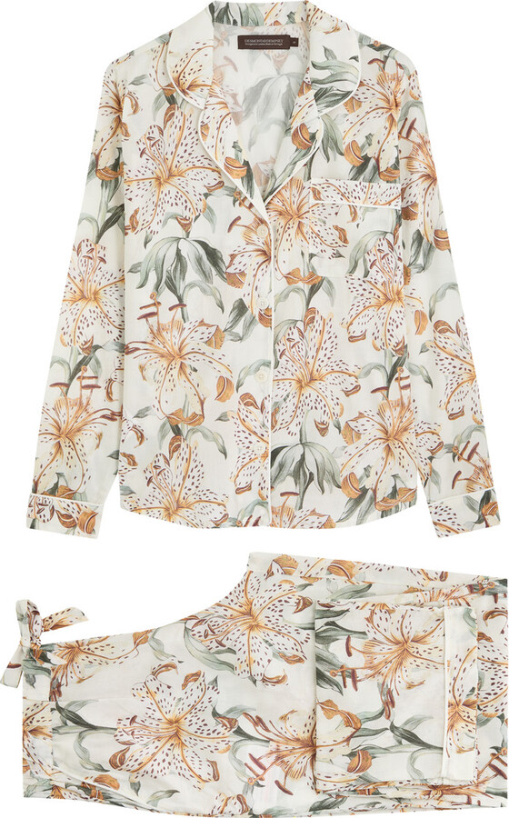 Desmond & Dempsey Floral-printed Cotton Pyjama set