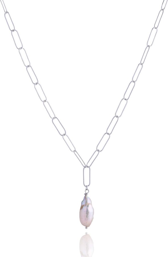 N'damus London Nacre Silver Chain & Ivory Baroque Pearl Necklace
