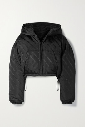 Alexander Wang - Cropped Hooded Shell-jacquard Down Jacket - Black