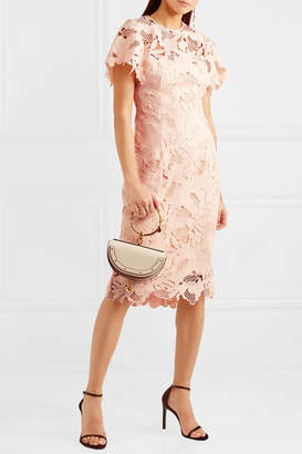 Lela Rose Ruffled Guipure Lace Dress - Blush