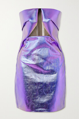 Rick Owens Cutout Iridescent Coated Stretch-denim Mini Dress - Purple